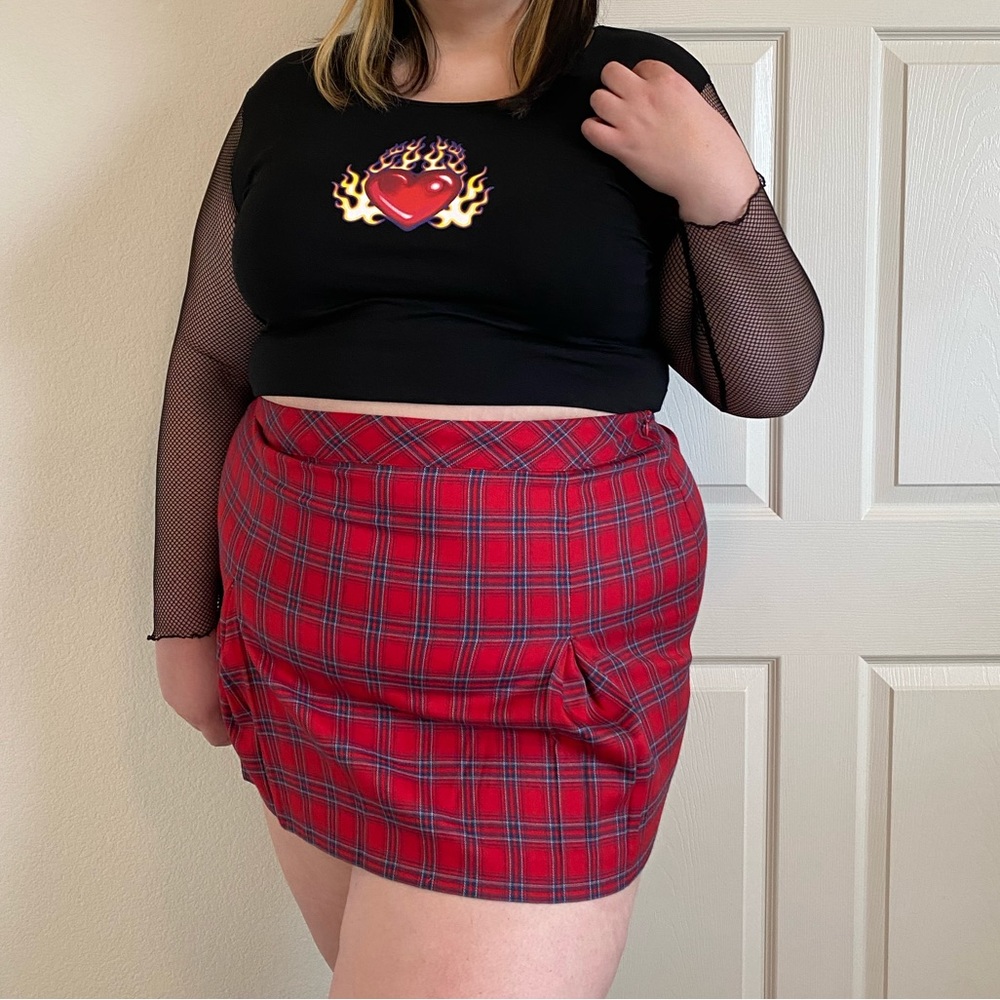 🖤♥️Red plaid mini skirt